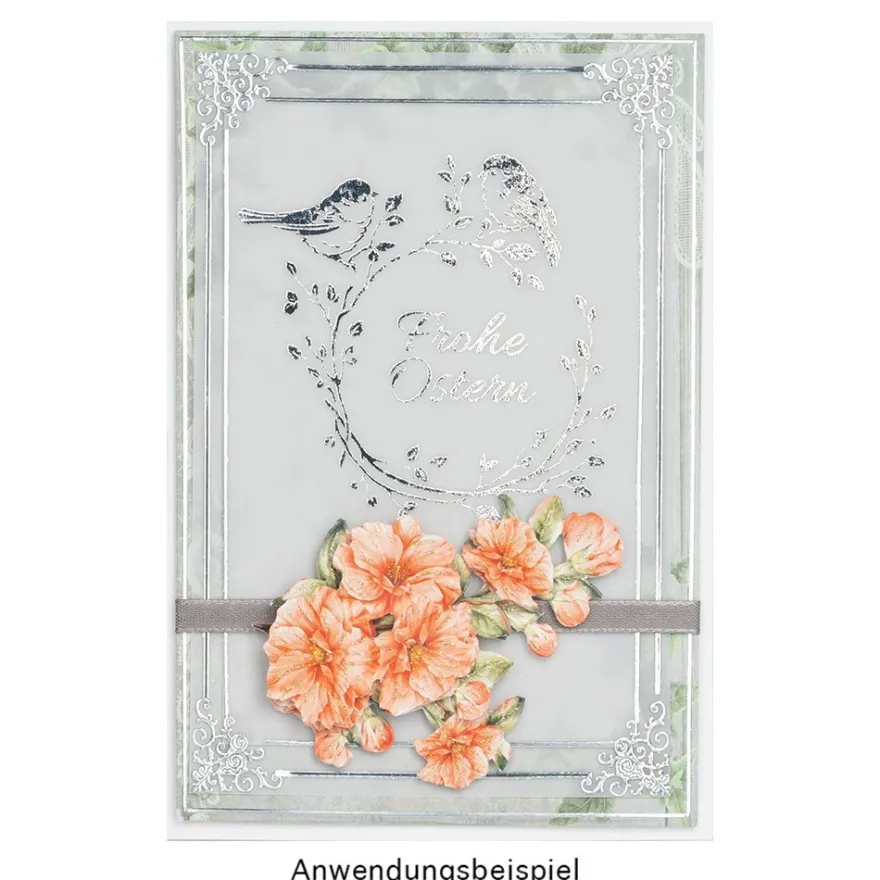 Premium-Transfers, Frühlingsmotive, 10cm x 30cm, Silberfolie, 10 Bogen