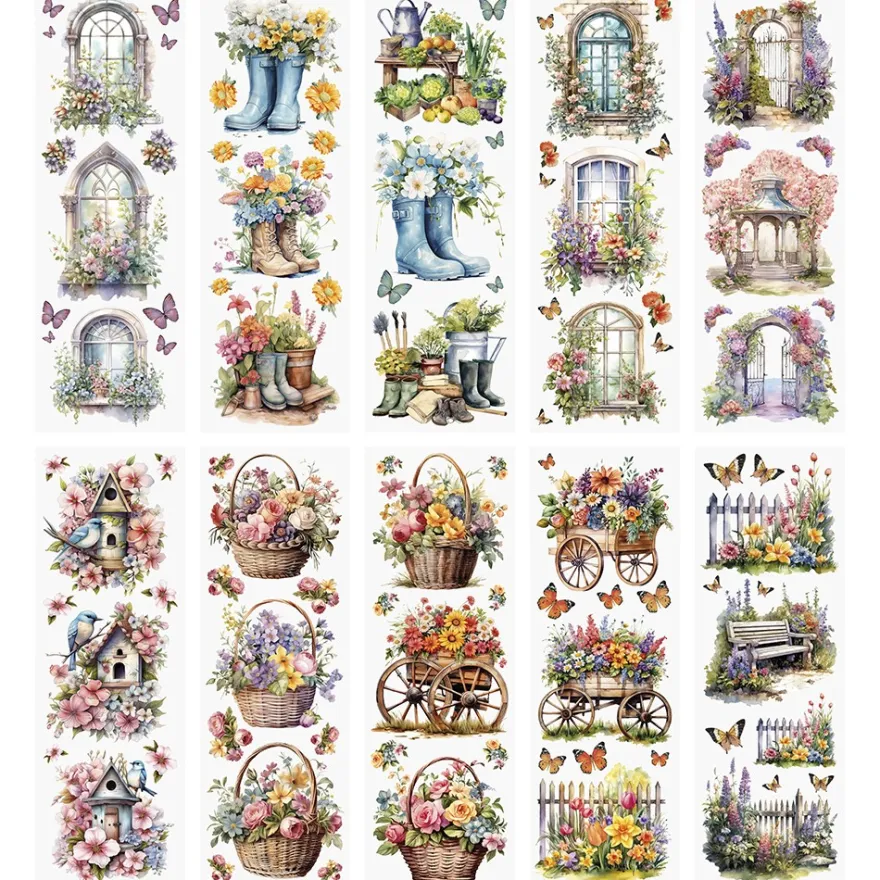 Premium-Transfers, Gartenidylle, 10cm x 30cm, farbig, 10 Bogen
