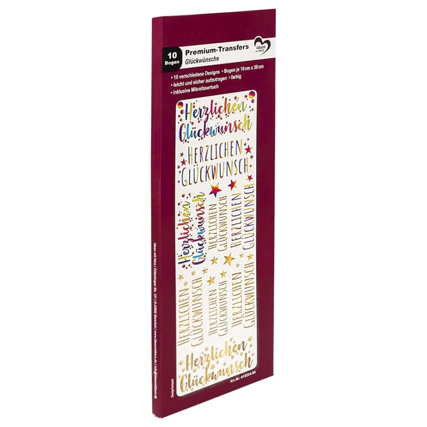 Premium-Transfers, Glückwünsche, 10cm x 30cm, farbig, 10 Bogen
