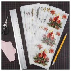 Premium-Transfers, Kerzen & Glocken, 10cm x 30cm, farbig, 10 Bogen
