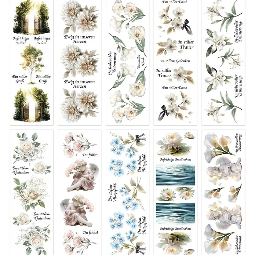 Premium-Transfers, Kondolenz & Schriften 2, 10cm x 30cm, farbig, 10 Bogen
