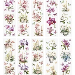 Premium-Transfers, Orchideen & Lilien, 10cm x 30cm, farbig, 10 Bogen