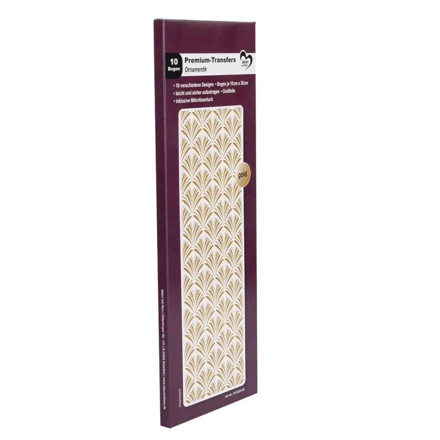 Premium-Transfers, Ornamentik, 10cm x 30cm, Goldfolie, 10 Bogen