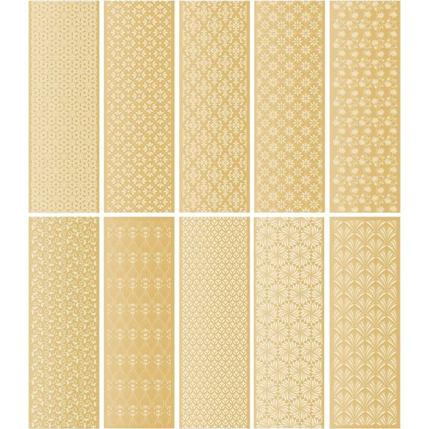 Premium-Transfers, Ornamentik, 10cm x 30cm, Goldfolie, 10 Bogen