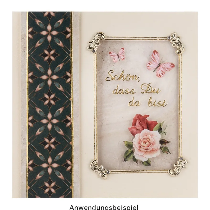 Premium-Transfers, Ornamentik & Blumen, 10cm x 30cm, Goldfolie & farbig, 10 Bogen