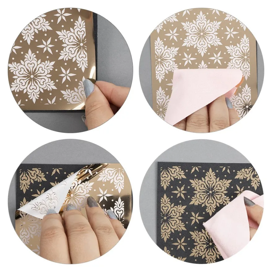 Premium-Transfers, Ornamentik & Blumen, 10cm x 30cm, Goldfolie & farbig, 10 Bogen