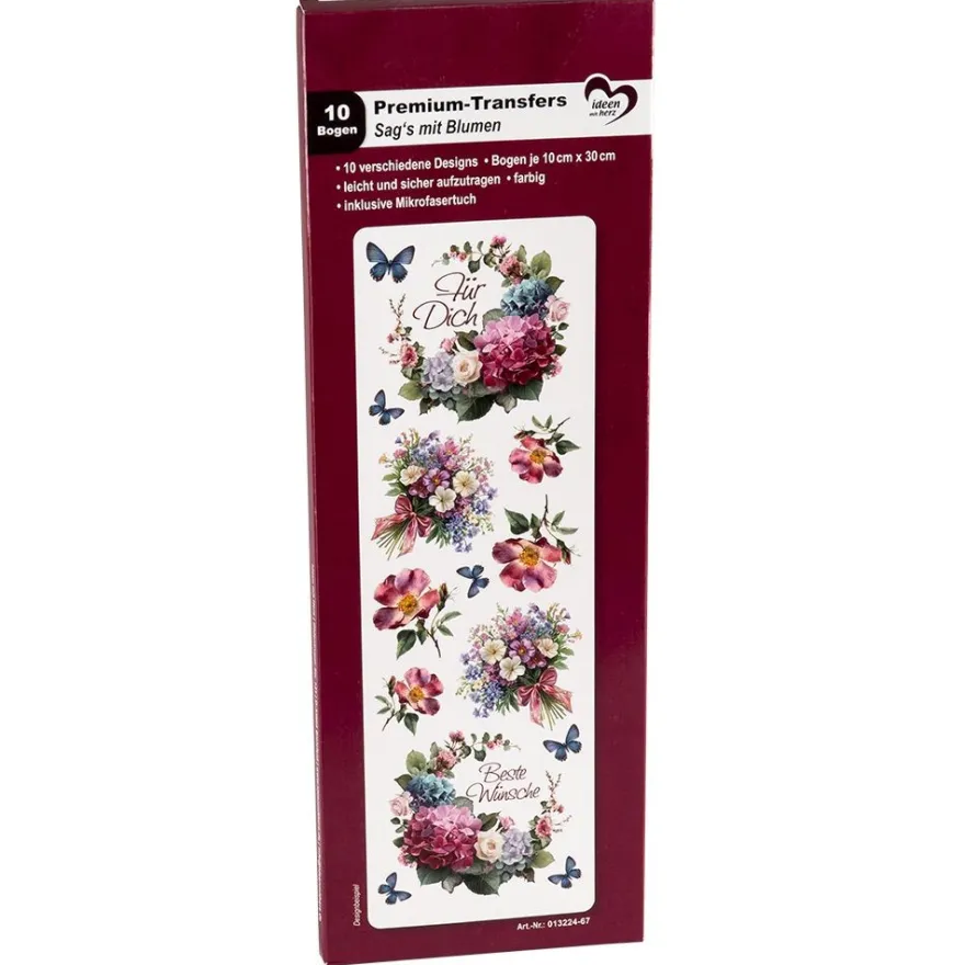 Premium-Transfers, Sag's mit Blumen, 10cm x 30cm, farbig, 10 Bogen