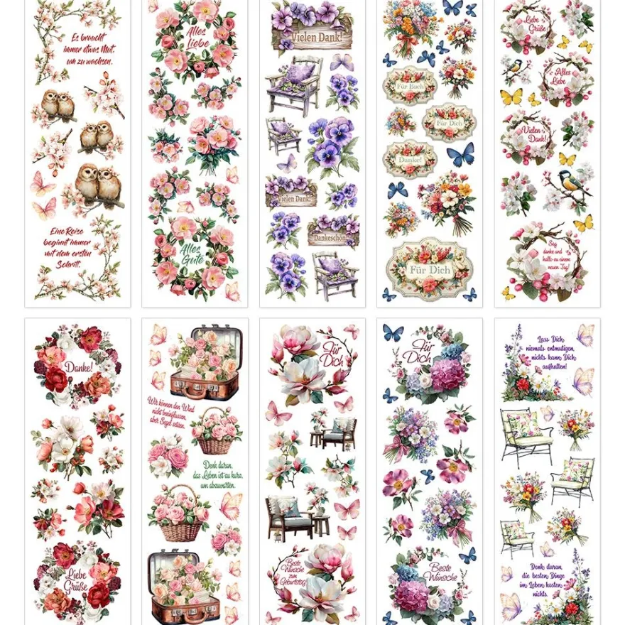 Premium-Transfers, Sag's mit Blumen, 10cm x 30cm, farbig, 10 Bogen
