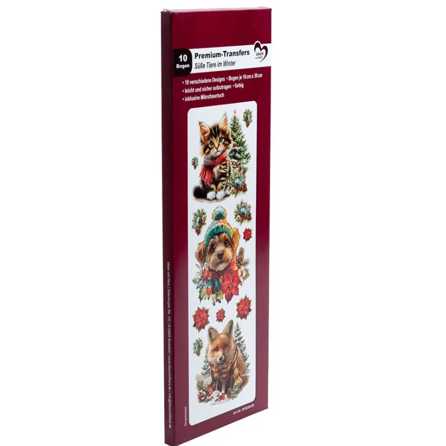 Premium-Transfers, Süße Tiere im Winter, 10cm x 30cm, farbig, 10 Bogen