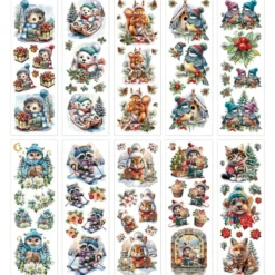Premium-Transfers, Süße Tiere im Winter, 10cm x 30cm, farbig, 10 Bogen
