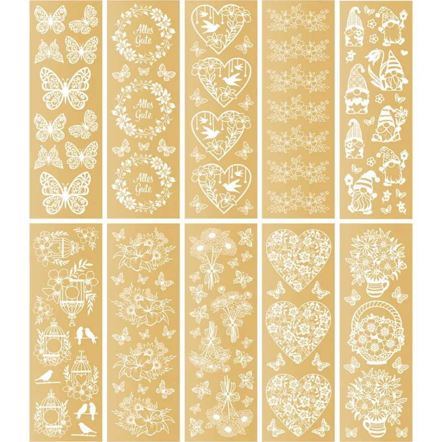 Premium-Transfers, Sommer 1, 10cm x 30cm, Goldfolie, 10 Bogen