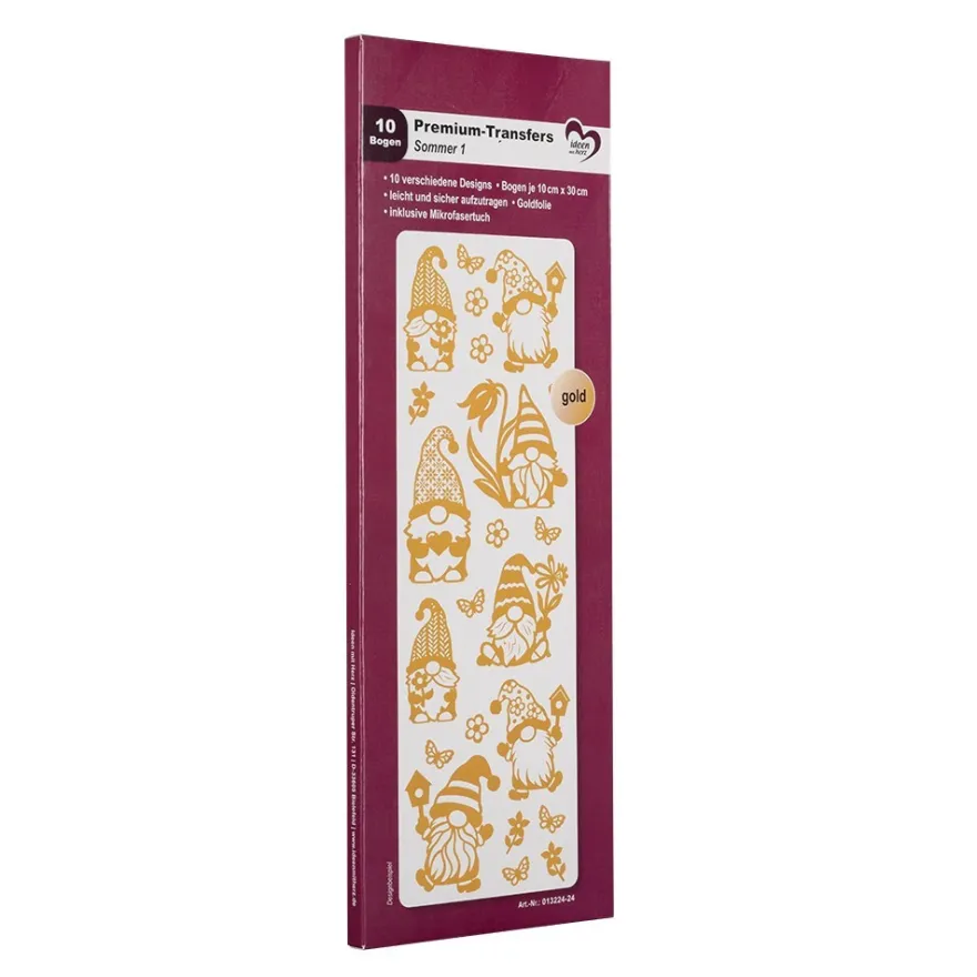 Premium-Transfers, Sommer 1, 10cm x 30cm, Goldfolie, 10 Bogen