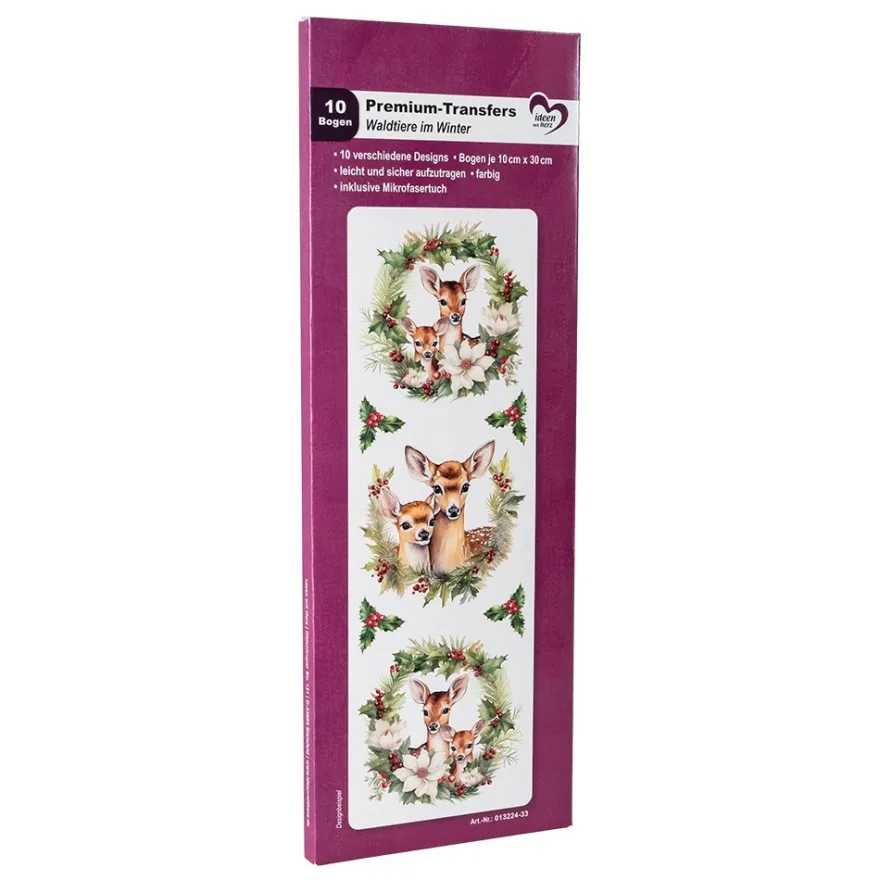 Premium-Transfers, Waldtiere im Winter, 10cm x 30cm, farbig, 10 Bogen