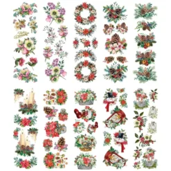 Premium-Transfers, Weihnachtsfloristik, 10cm x 30cm, farbig, 10 Bogen