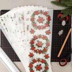 Premium-Transfers, Weihnachtsfloristik 3, 10cm x 30cm, farbig, 10 Bogen