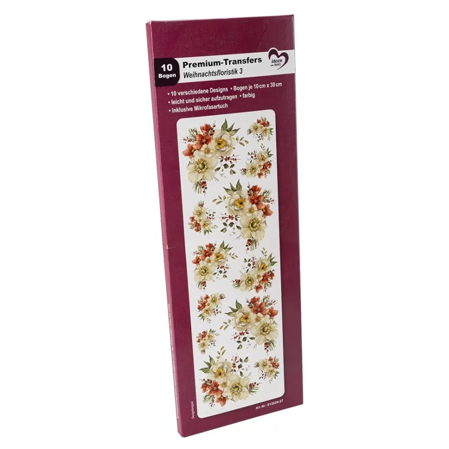 Premium-Transfers, Weihnachtsfloristik 3, 10cm x 30cm, farbig, 10 Bogen