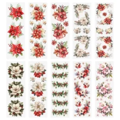 Premium-Transfers, Winterfloristik, 10cm x 30cm, farbig, 10 Bogen