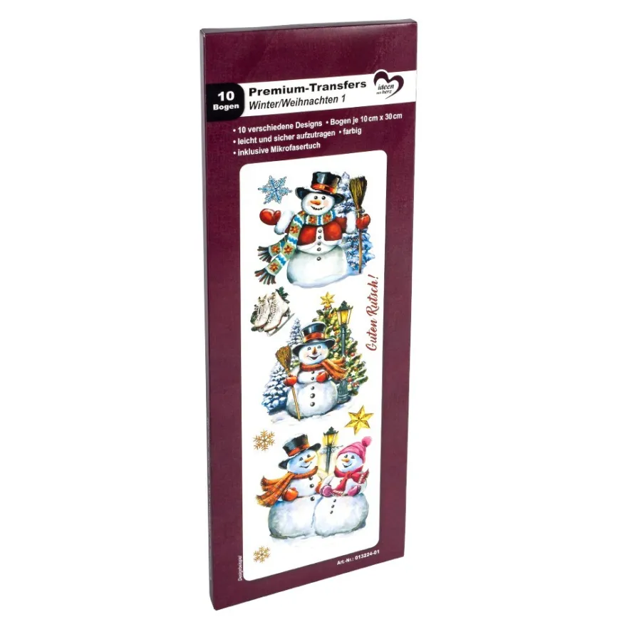 Premium-Transfers, Winter/Weihnachten 1, 10cm x 30cm, 10 versch. Designs, farbig, 10 Bogen