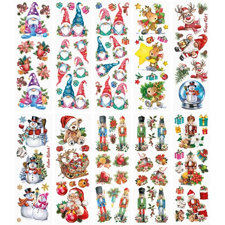 Premium-Transfers, Winter/Weihnachten 1, 10cm x 30cm, 10 versch. Designs, farbig, 10 Bogen