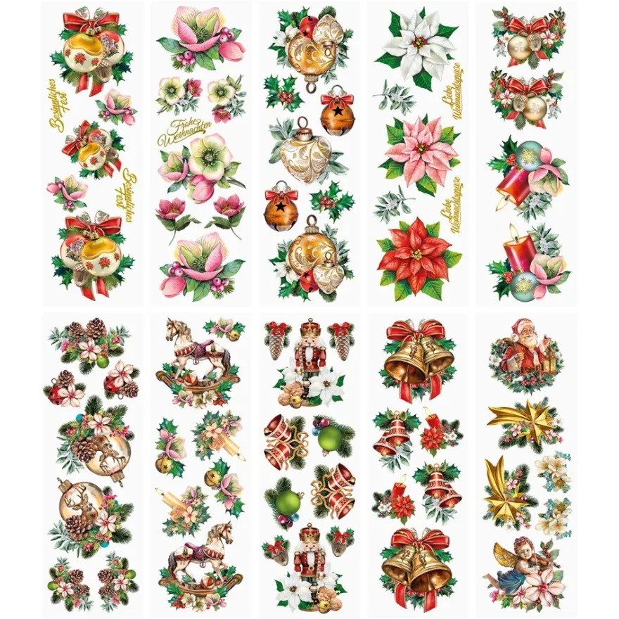Premium-Transfers, Winter/Weihnachten 2, 10cm x 30cm, 10 versch. Designs, farbig, 10 Bogen