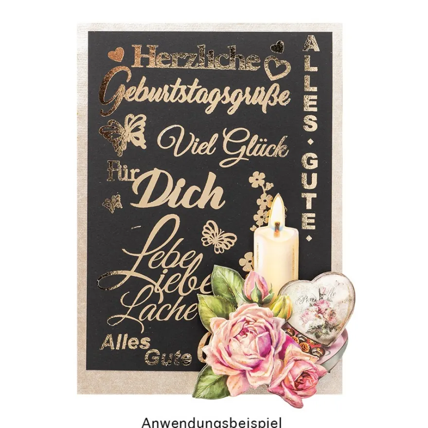 Premium-Transfers, Wünsche rund ums Jahr, 10cm x 30cm, Goldfolie, 10 Bogen