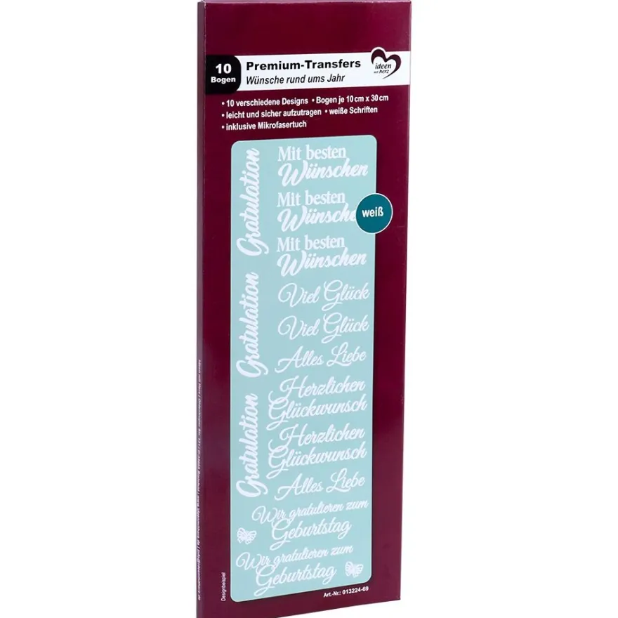 Premium-Transfers, Wünsche rund ums Jahr, 10cm x 30cm, weiß, 10 Bogen