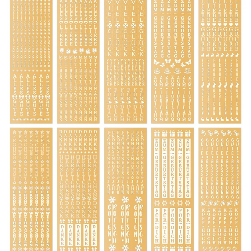 Premium-Transfers, Wünsche rund ums Jahr, vertikal, 10cm x 30cm, Goldfolie, 10 Bogen