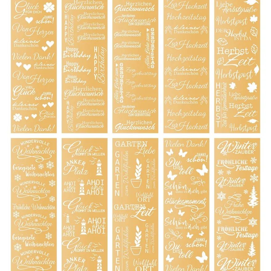 Premium-Transfers, Wünsche rund ums Jahr 2, 10cm x 30cm, Goldfolie, 10 Bogen