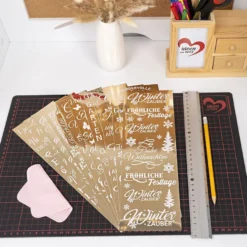 Premium-Transfers, Wünsche rund ums Jahr 2, 10cm x 30cm, Goldfolie, 10 Bogen