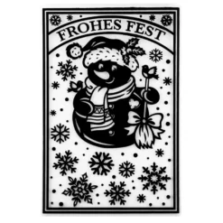 Prägeschablone, Frohes Fest & Schneemann, 14,5cm x 9,5cm