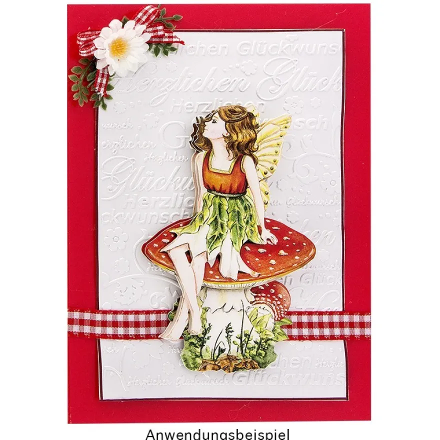 Prägeschablone, Herzlichen Glückwunsch, 14,5cm x 9,5cm