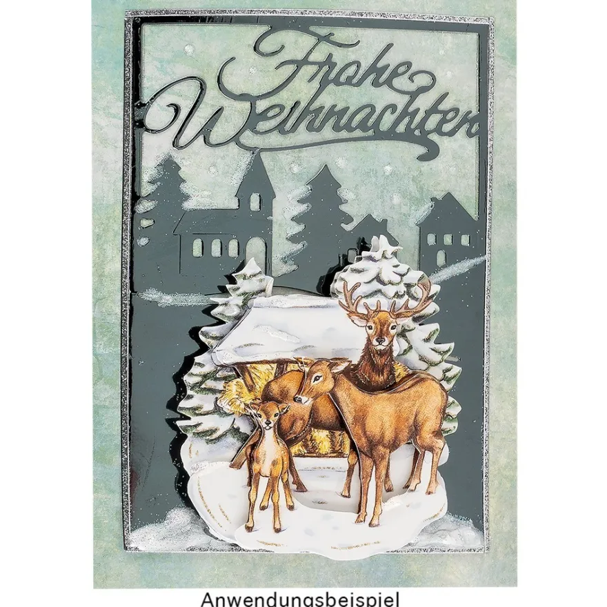 Präge- & Stanzschablone, Frohe Weihnachten, 14,4cm x 9,4cm