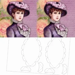 Prickel-Karte, Vintage-Portrait, inkl. Böden & Ecken, 16cm x 16cm