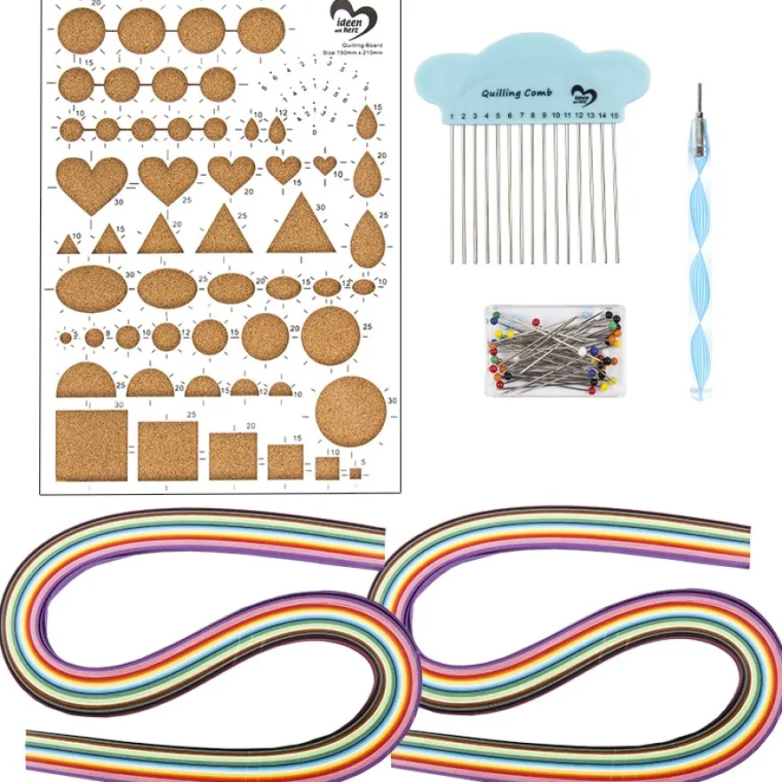 Quilling-Bastelpackung inkl. 240 Papierstreifen & Werkzeug