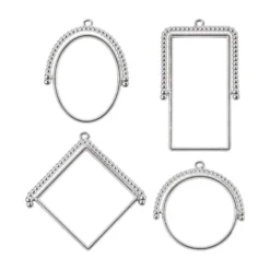 Rahmen-Anhänger, rotierend, verschiedene Designs, silber, 4 Stück