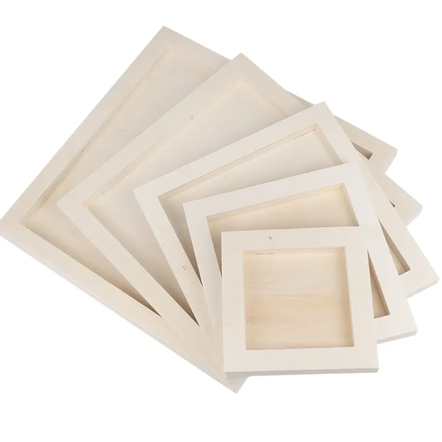 Rahmen, Holz, quadratisch, verschiedene Größen, 5 Stück