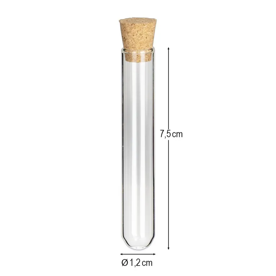 Reagenzgläser mit Korken, 7,5cm hoch, Ø 1,2cm, 40 Stück