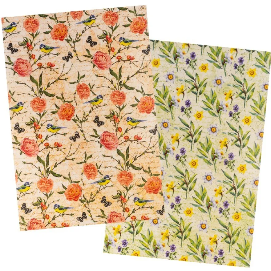Reispapiere, Blüten 20, DIN A4, 30g/m², 2 verschiedene Designs