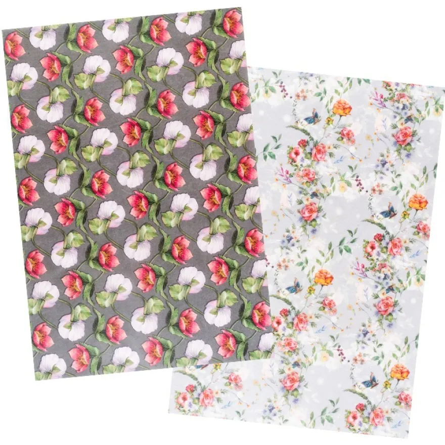 Reispapiere, Blüten 14, DIN A4, 30g/m², 2 verschiedene Designs