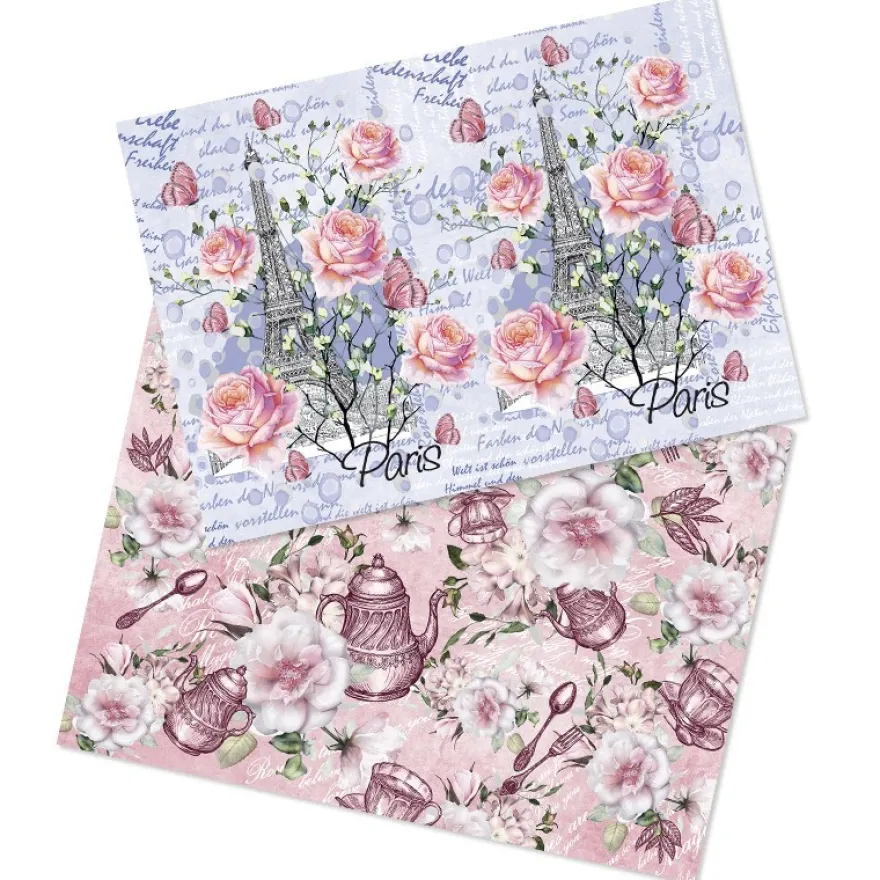 Reispapiere, Nostalgie "Blüten 4", DIN A4, 2 Designs