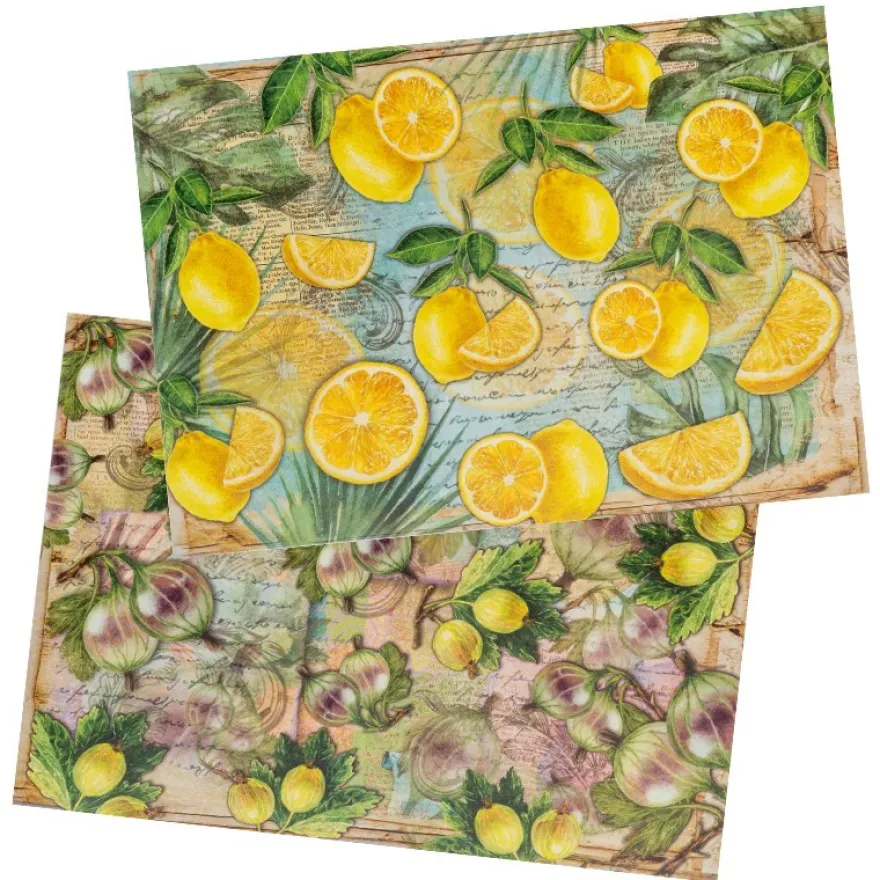 Reispapiere, Stachelbeeren & Zitronen, DIN A4, 2 Designs