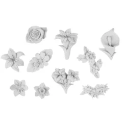Relief-Blüten, 10er Set, weiß