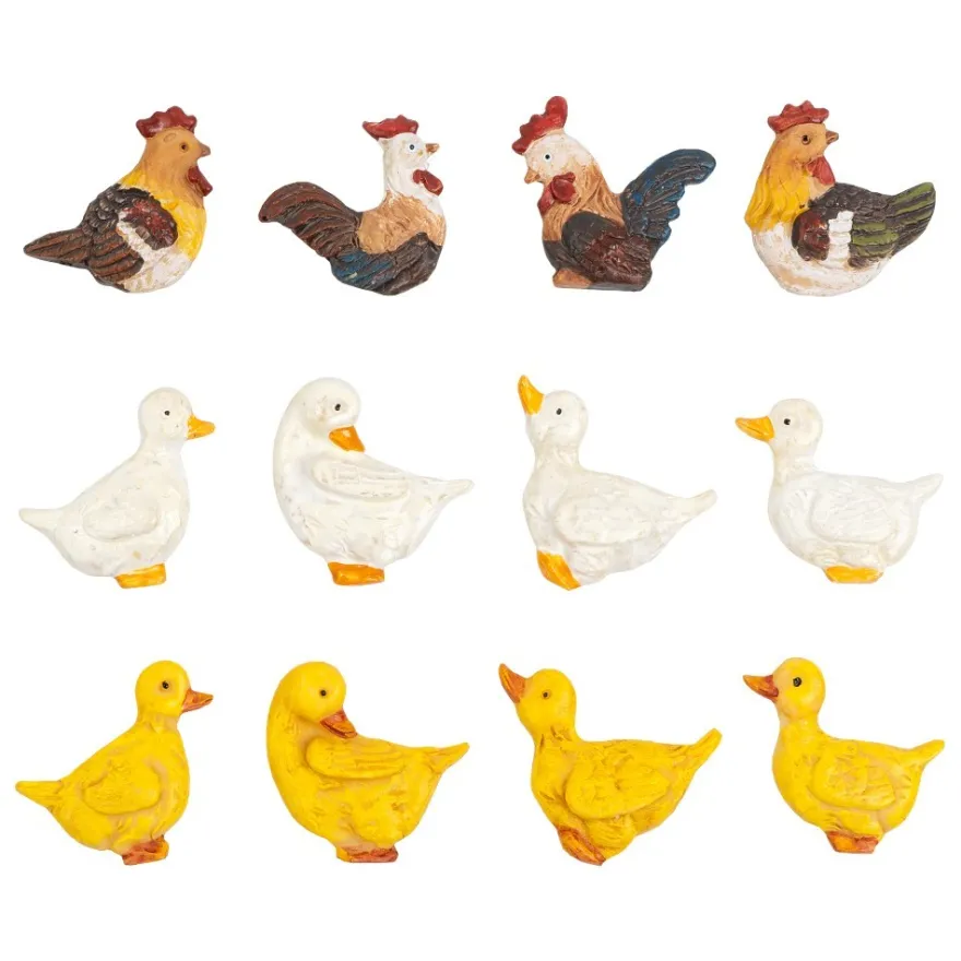 Relief Deko-Hühner & Enten,12er Set