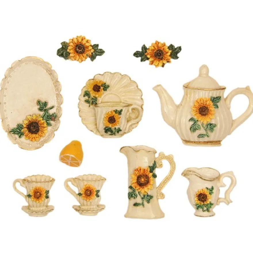 Relief-Küchendeko "Sonnenblume", 10er Set