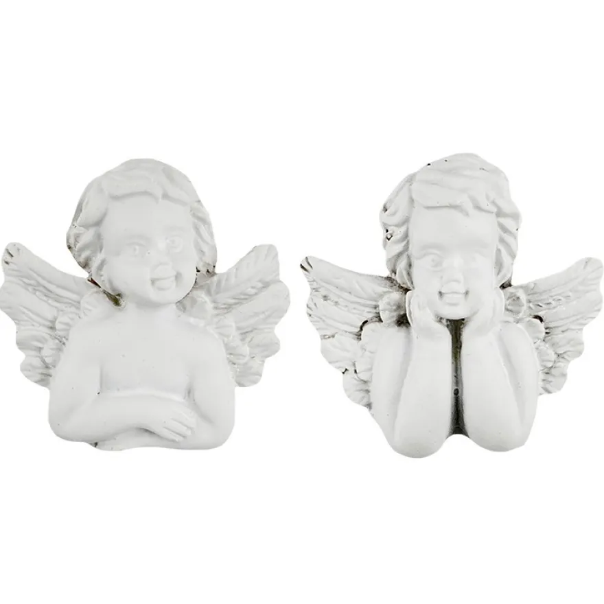 Relief-Puttenköpfe, flach, 8 Stück