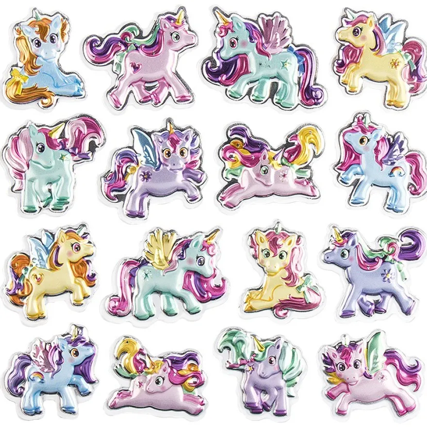 Relief-Sticker, Einhörner, 18cm x 17,5cm, 16 Sticker
