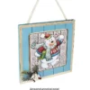 Relief-Sticker, Eisbär auf Holzpaneelen, Holz-& Metallic-Optik, 18cm x 17,5cm