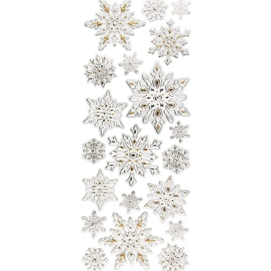 Relief-Sticker, Eiskristalle, Metallic-Optik, XXL 50x20 cm