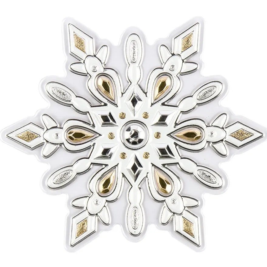 Relief-Sticker, Eiskristalle, Metallic-Optik, XXL 50x20 cm