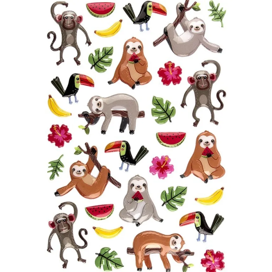 Relief-Sticker, Faultiere & Freunde, 14cm x 21cm, 30 Sticker